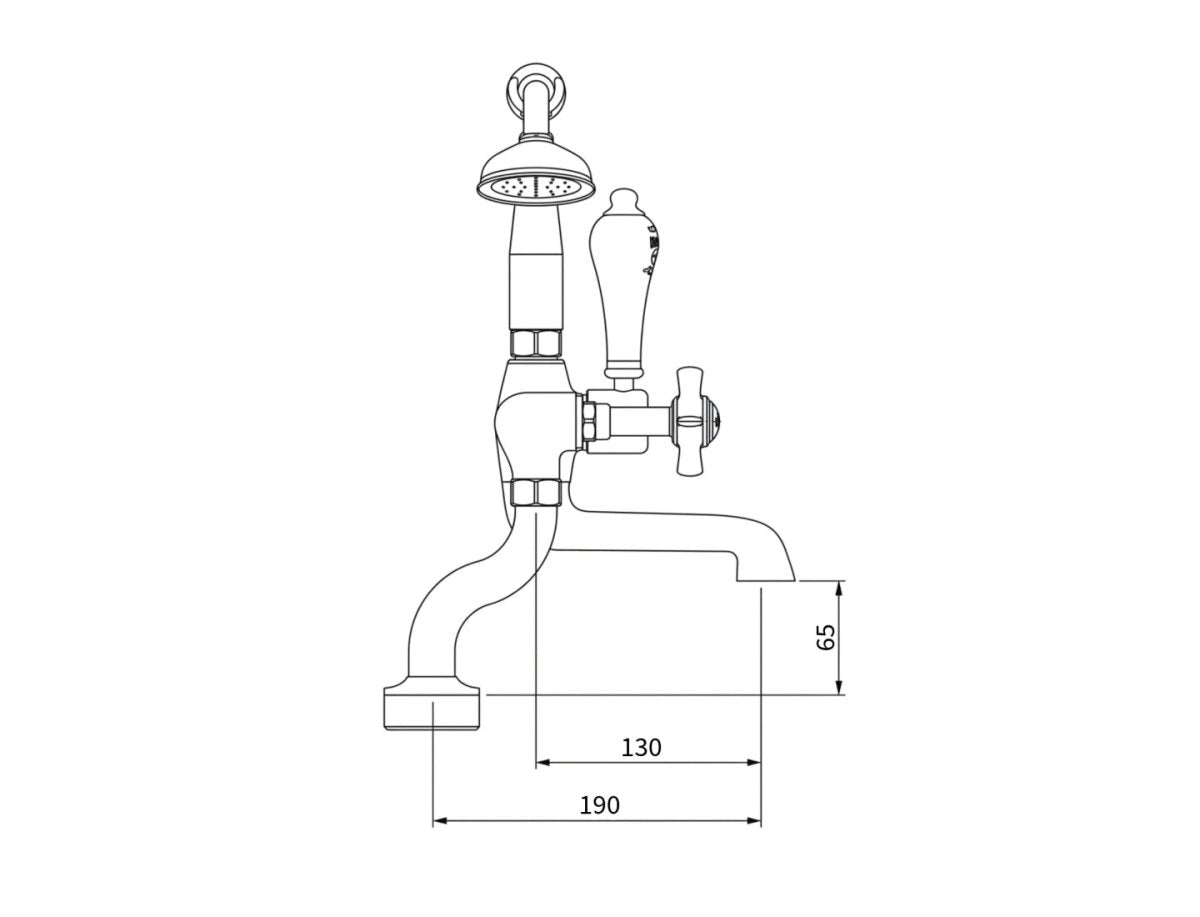 Milton Deck Mounted Bath/Shower Mixer Taps in Nickel