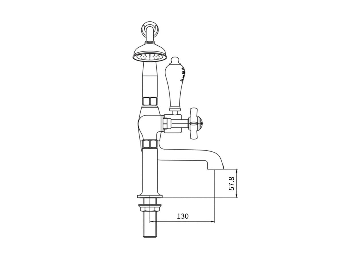 Milton Deck Mounted Bath/Shower Mixer Taps in Nickel