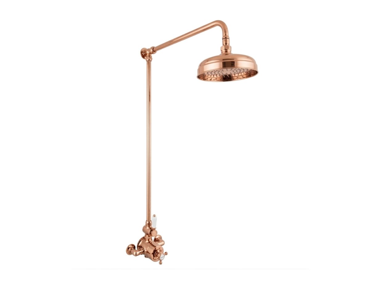 Milton Exposed Thermostatic Shower Mixer With 8" Rose in Copper