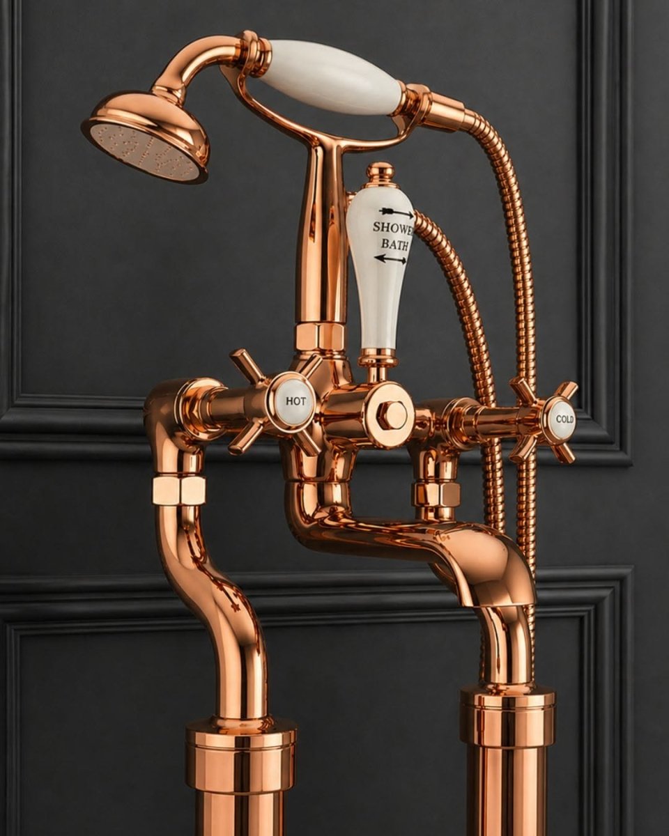 Milton Freestanding Bath Mixer Taps in Copper