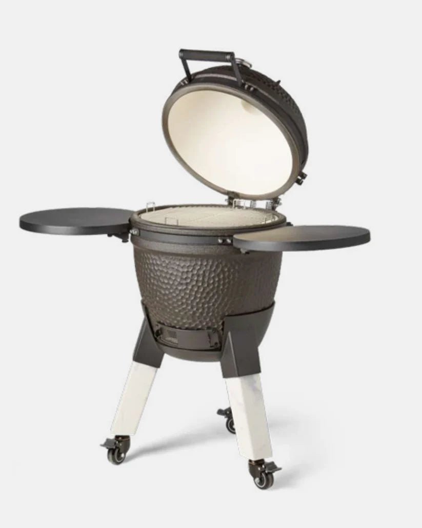 Moddern Kamado Complete Metal BBQ Set in Midnight Black and Marble-Look (Legs)
