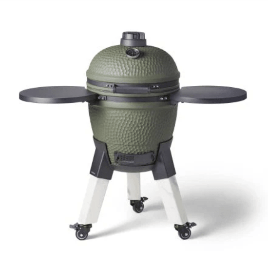 Moddern Kamado Complete Metal BBQ Set - outdoor grill - Ice Cold Spice | Olive Green and Marble - Look (Legs)