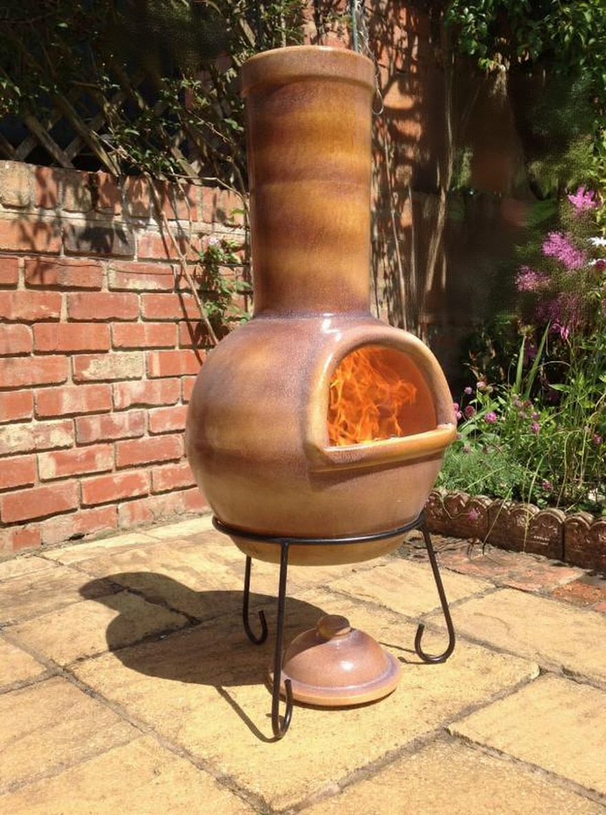 Gardeco Sempra Glazed Caramel Large Mexican Chimenea