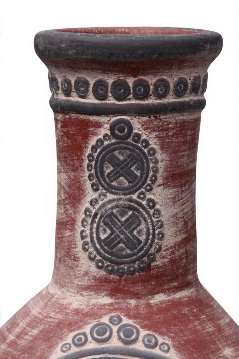 Gardeco Red & Grey Azteca Authentic Mexican Chimenea XL