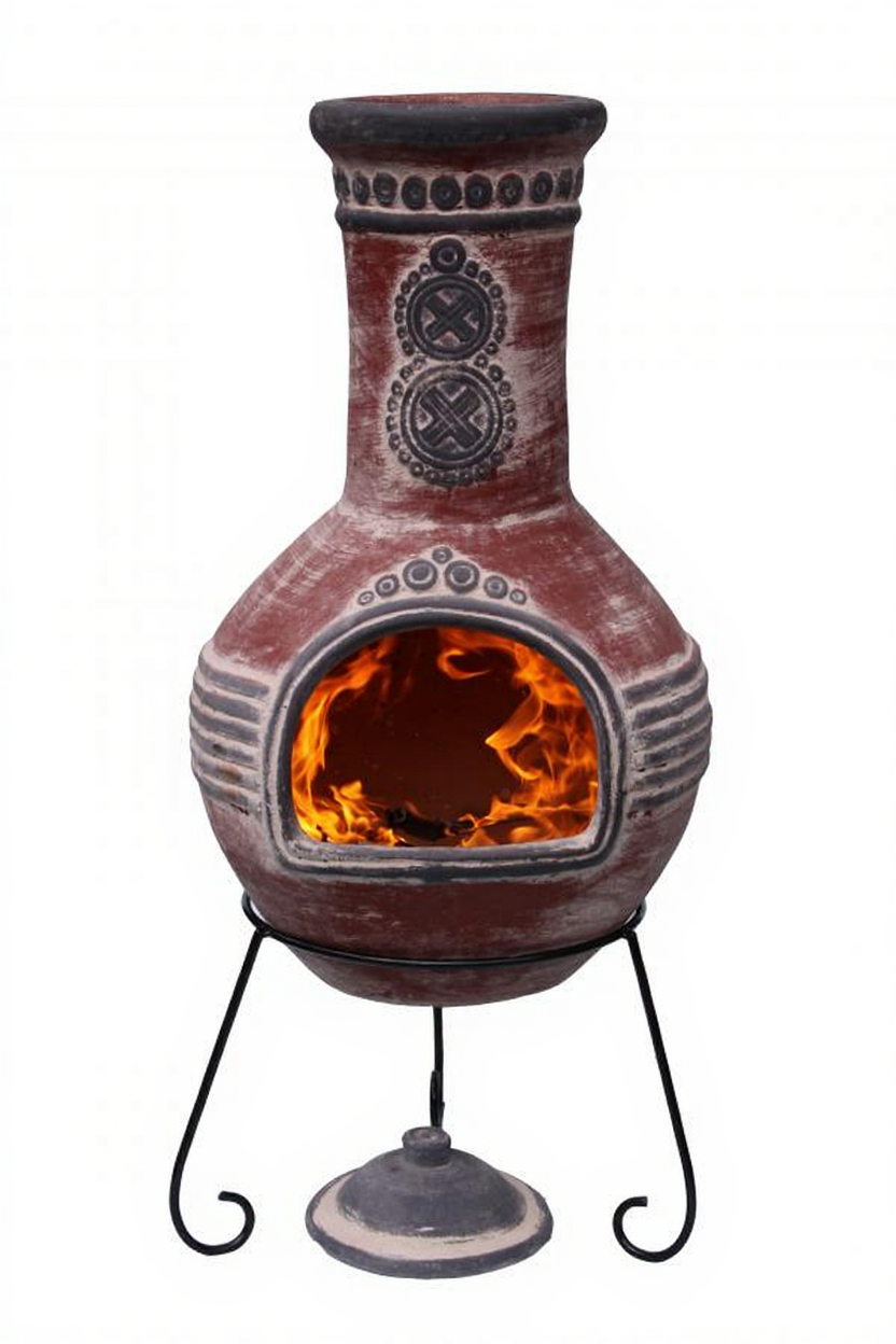 Gardeco Red & Grey Azteca Authentic Mexican Chimenea XL