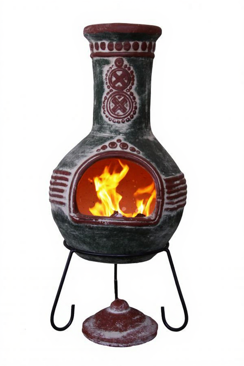 Gardeco Green & Red Azteca Authentic Mexican Chimenea XL