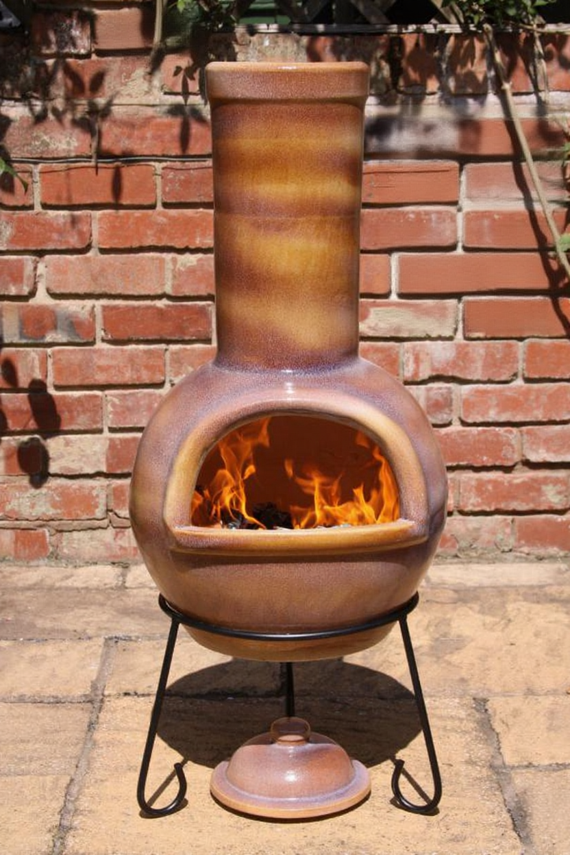 Gardeco Sempra Glazed Caramel Large Mexican Chimenea
