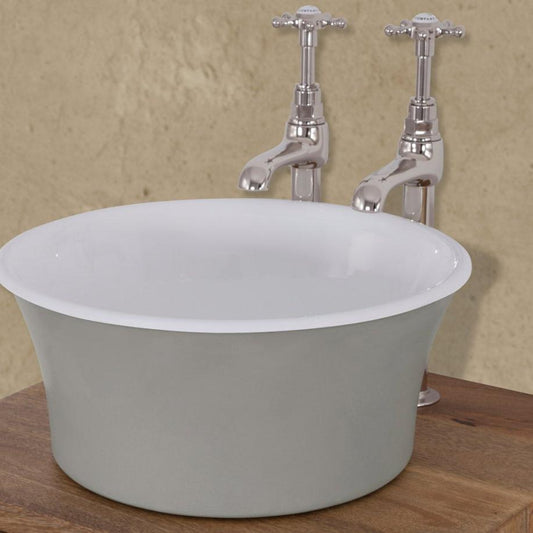 Hurlingham Cast Iron Tub Basin - Ice Cold Spice | Farrow & Ball Purbeck Stone H170 x W366 x D366