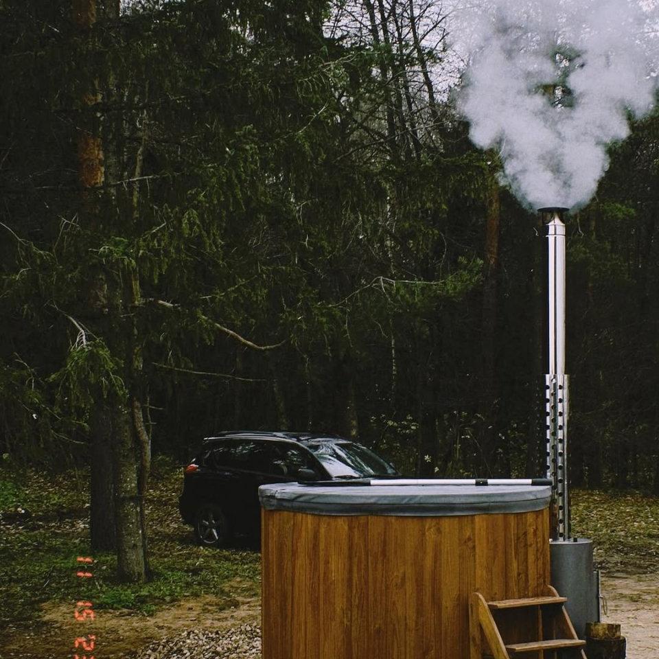 Polar Spa Comfort 160 Wood Fired Hot Tub & Cold Plunge (2 - 4 People) in Thermo Pine Dark