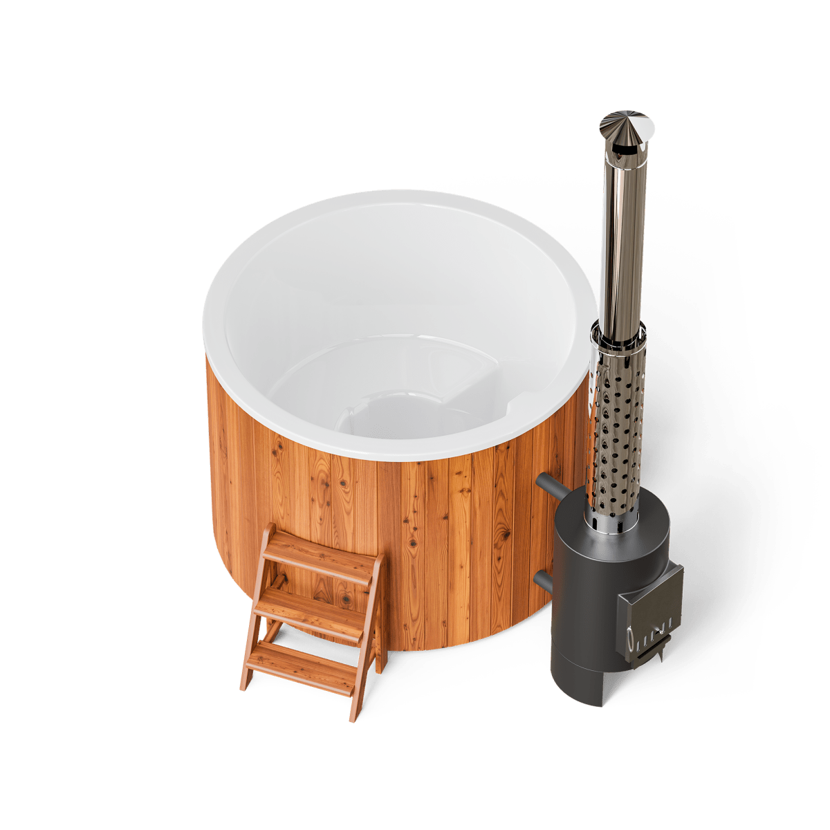 Polar Spa Comfort 160 Wood Fired Hot Tub & Cold Plunge (2 - 4 People) in Thermo Pine Light