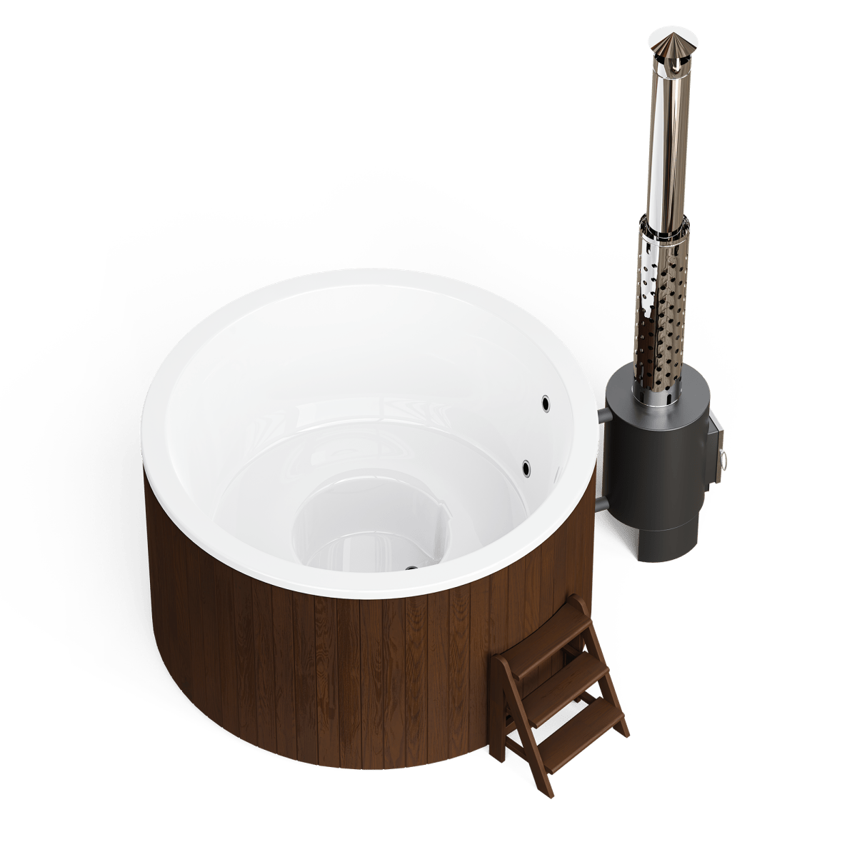 Polar Spa Comfort 195 Wood Fired Hot Tub & Cold Plunge (4 - 6 People) in Thermo Pine Dark