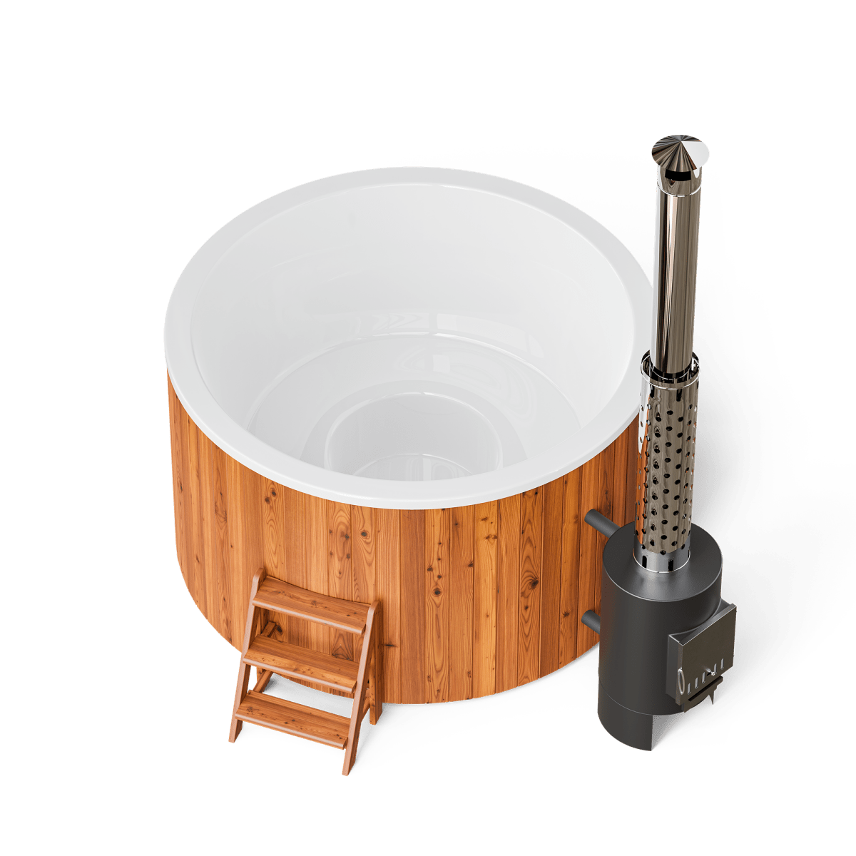 Polar Spa Comfort 195 Wood Fired Hot Tub & Cold Plunge (4 - 6 People) in Thermo Pine Dark