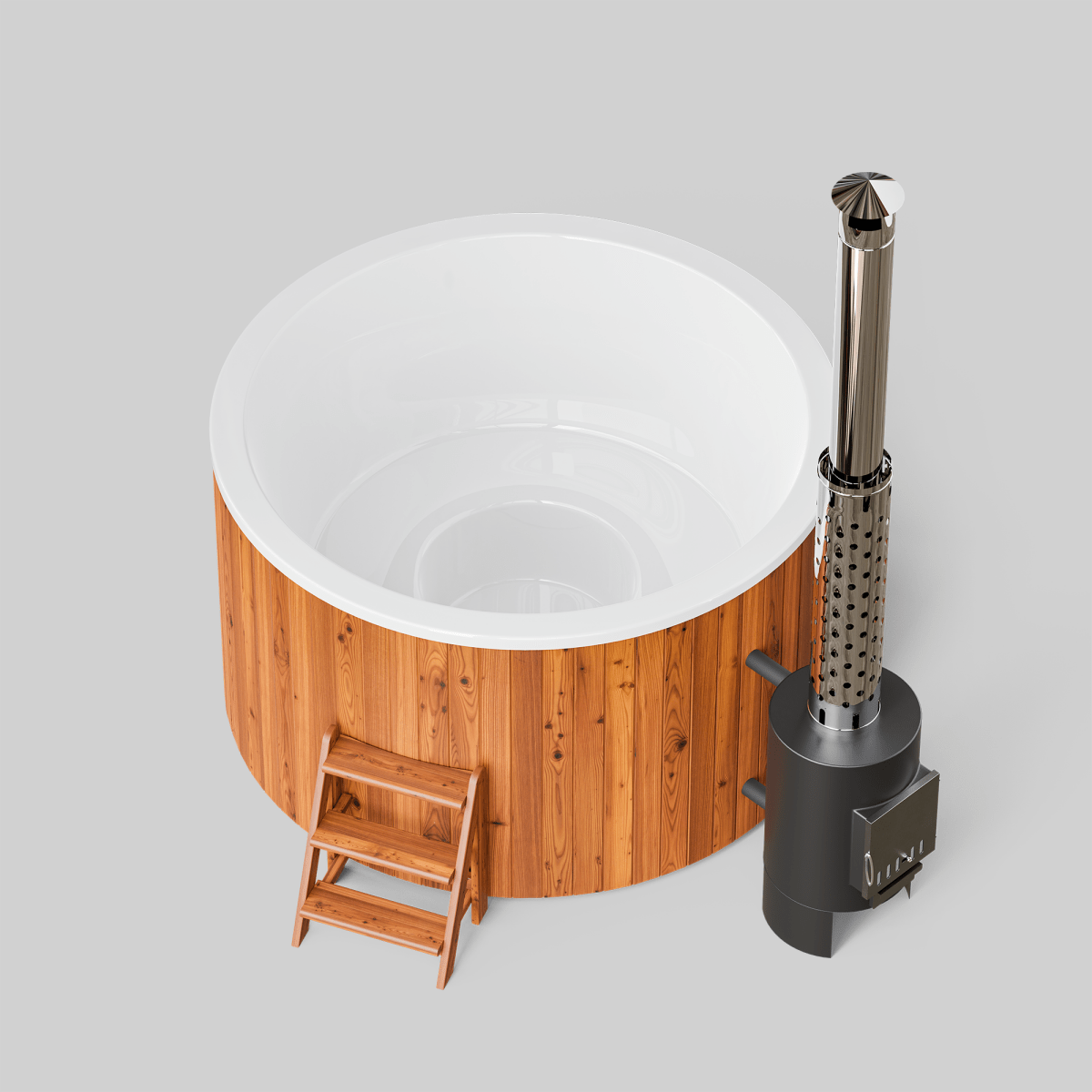 Polar Spa Comfort 195 Wood Fired Hot Tub & Cold Plunge (4 - 6 People) in Thermo Pine Dark