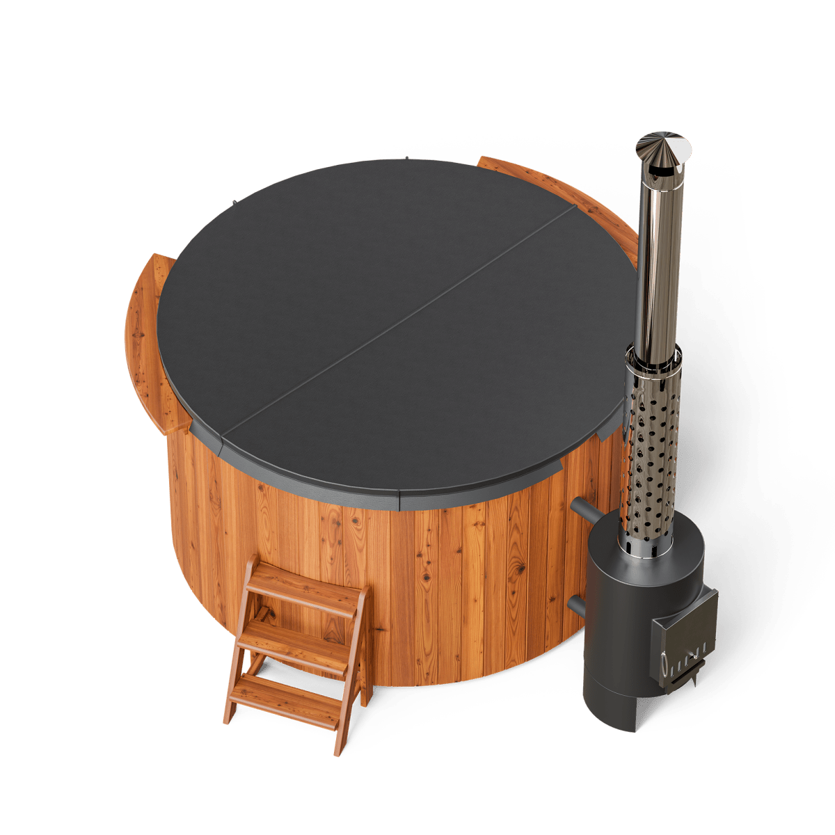 Polar Spa Comfort 195 Wood Fired Hot Tub & Cold Plunge (4 - 6 People) in Thermo Pine Dark
