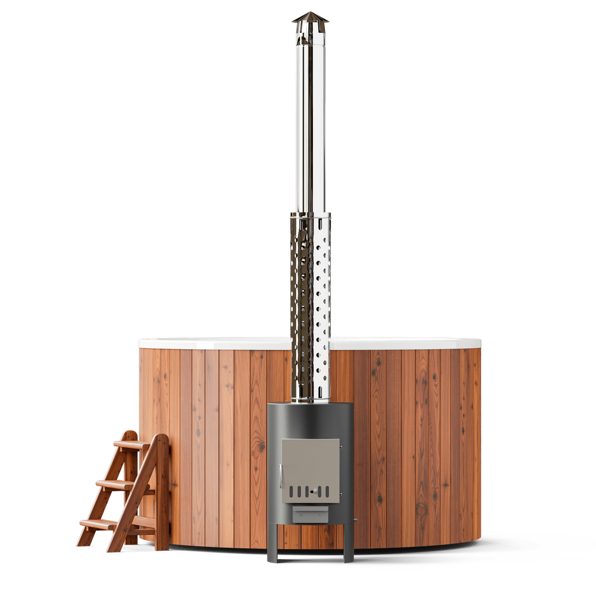 Polar Spa Comfort 195 Wood Fired Hot Tub & Cold Plunge (4 - 6 People) in Thermo Pine Dark