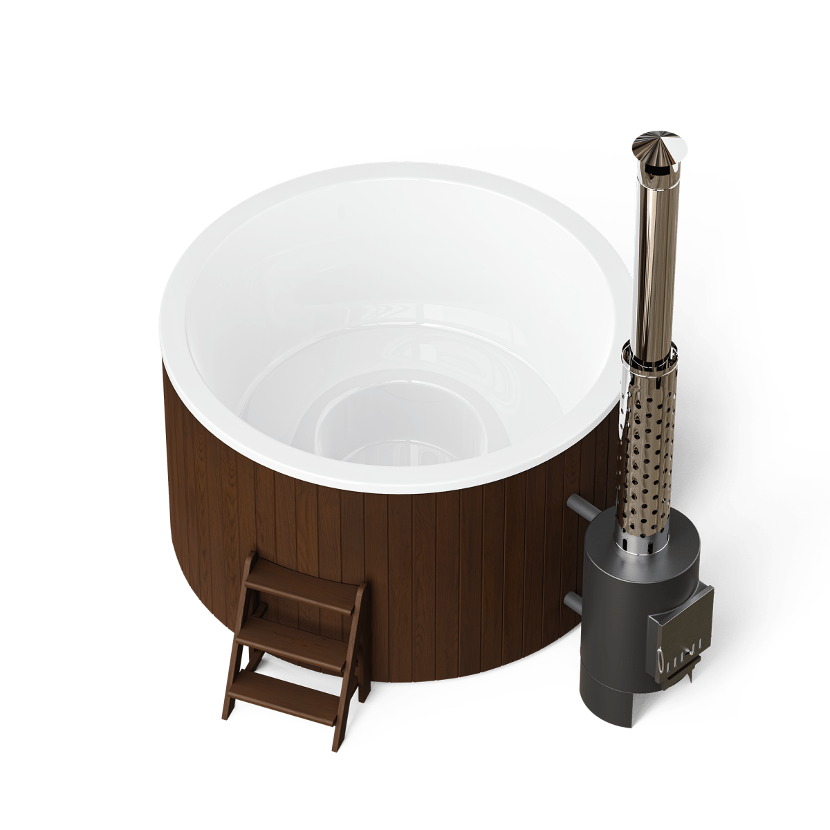 Polar Spa Comfort 195 Wood Fired Hot Tub & Cold Plunge (4 - 6 People) in Thermo Pine Dark