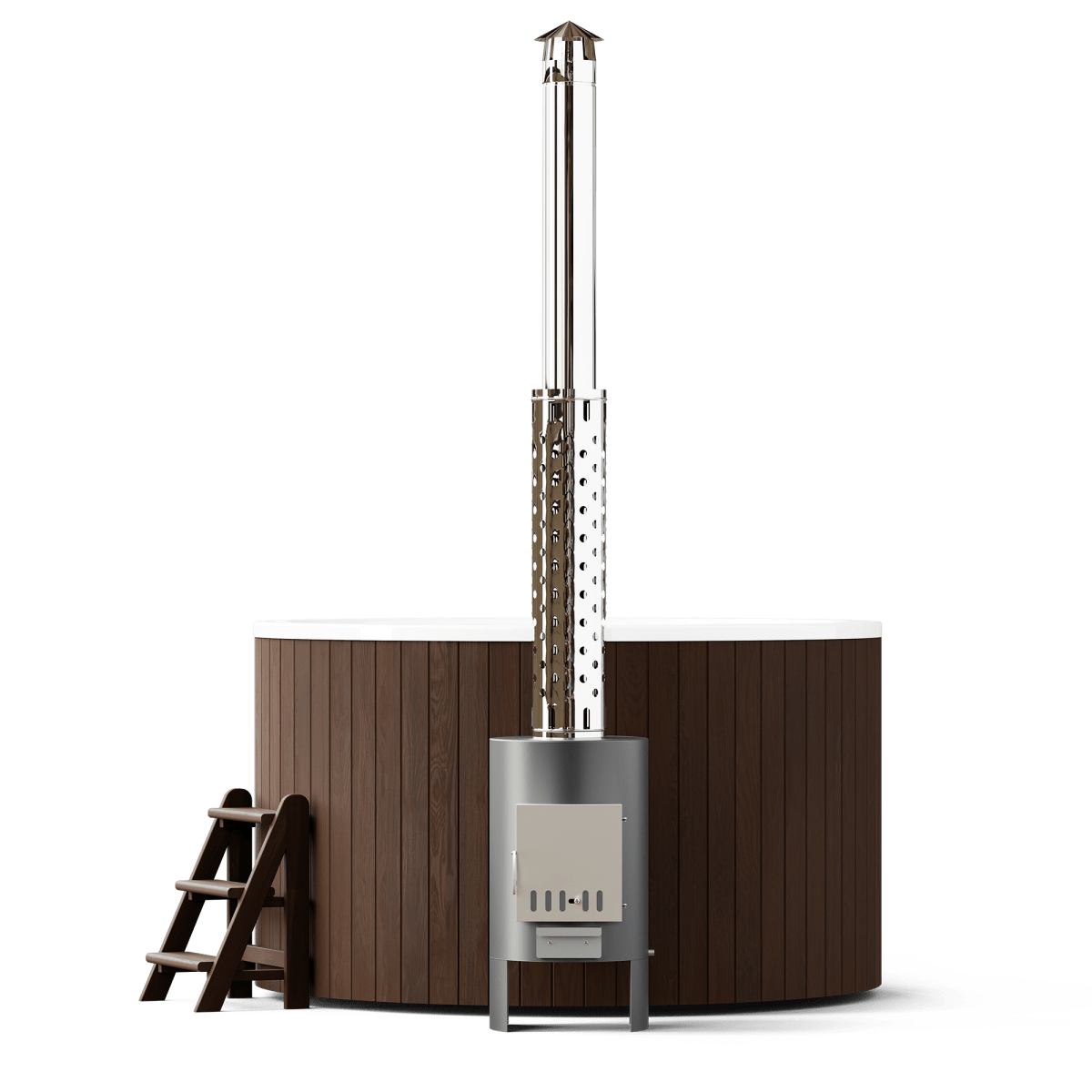 Polar Spa Comfort 195 Wood Fired Hot Tub & Cold Plunge (4 - 6 People) in Thermo Pine Dark