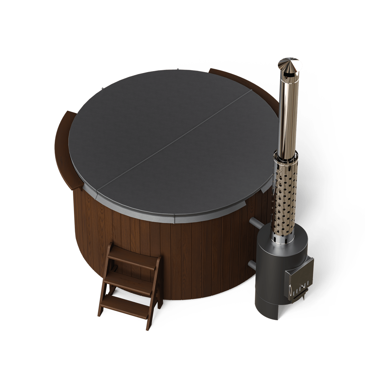 Polar Spa Comfort 195 Wood Fired Hot Tub & Cold Plunge (4 - 6 People) in Thermo Pine Dark