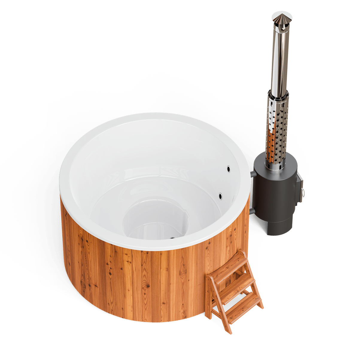 Polar Spa Comfort 195 Wood Fired Hot Tub & Cold Plunge (4 - 6 People) in Thermo Pine Dark