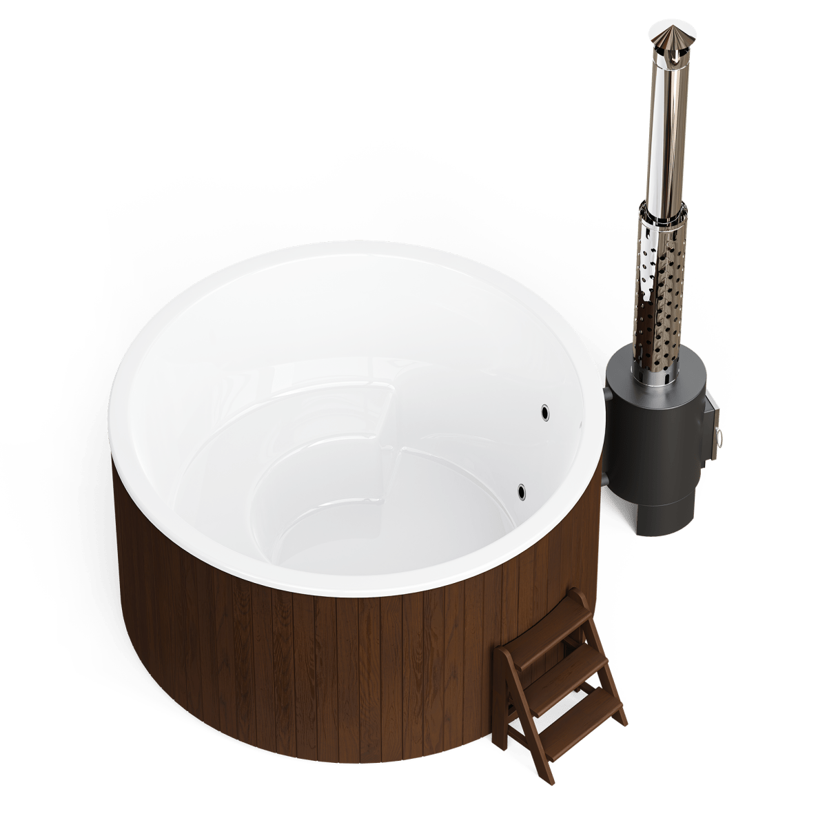 Polar Spa Comfort Family Size Wood Fired Hot Tub & Cold Plunge in Thermo Pine Dark