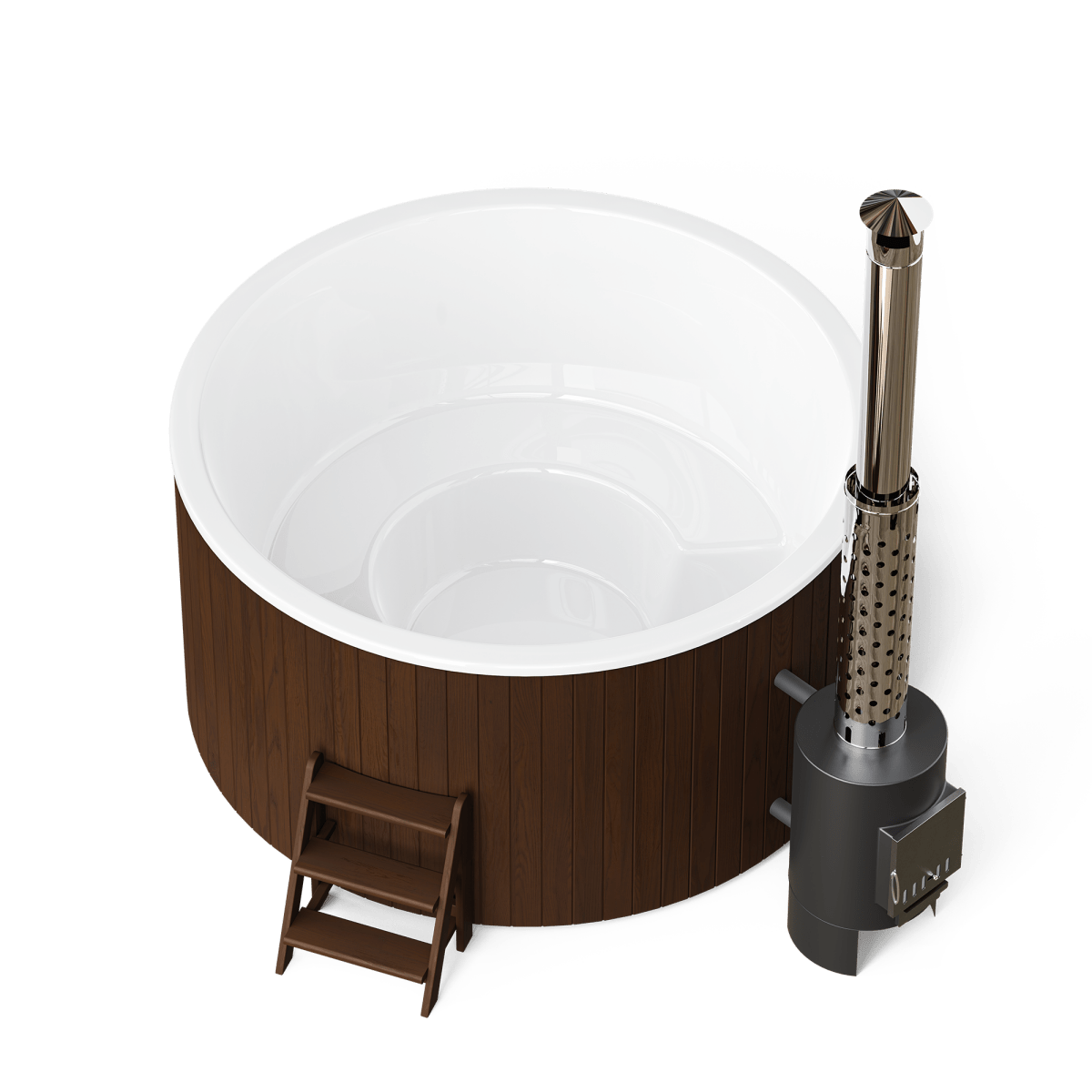 Polar Spa Comfort Family Size Wood Fired Hot Tub & Cold Plunge in Thermo Pine Dark