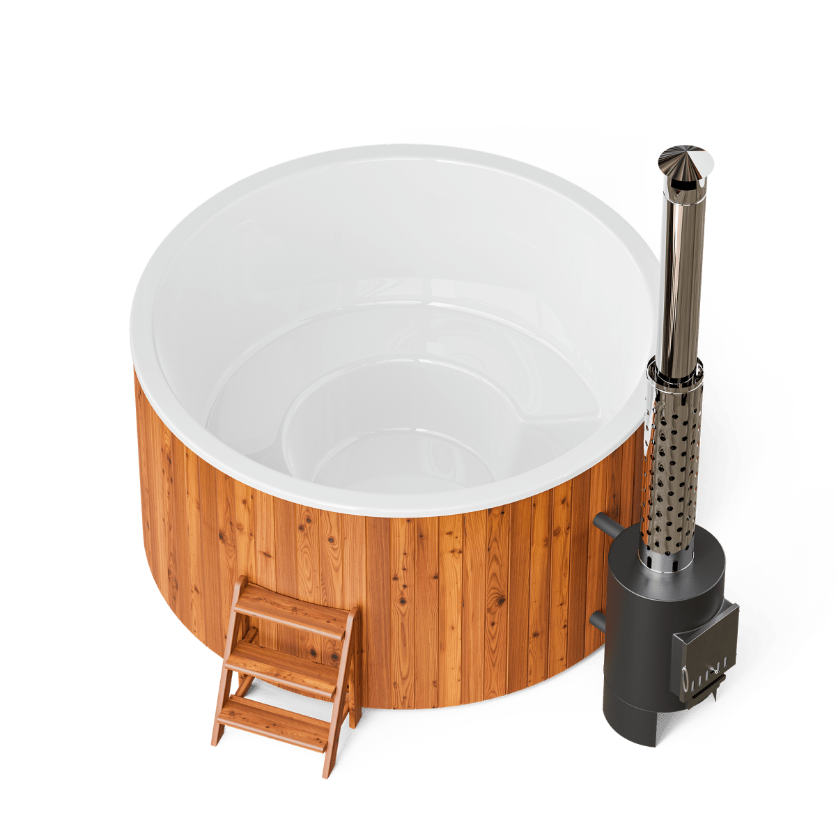 Polar Spa Comfort Family Size Wood Fired Hot Tub & Cold Plunge in Thermo Pine Light