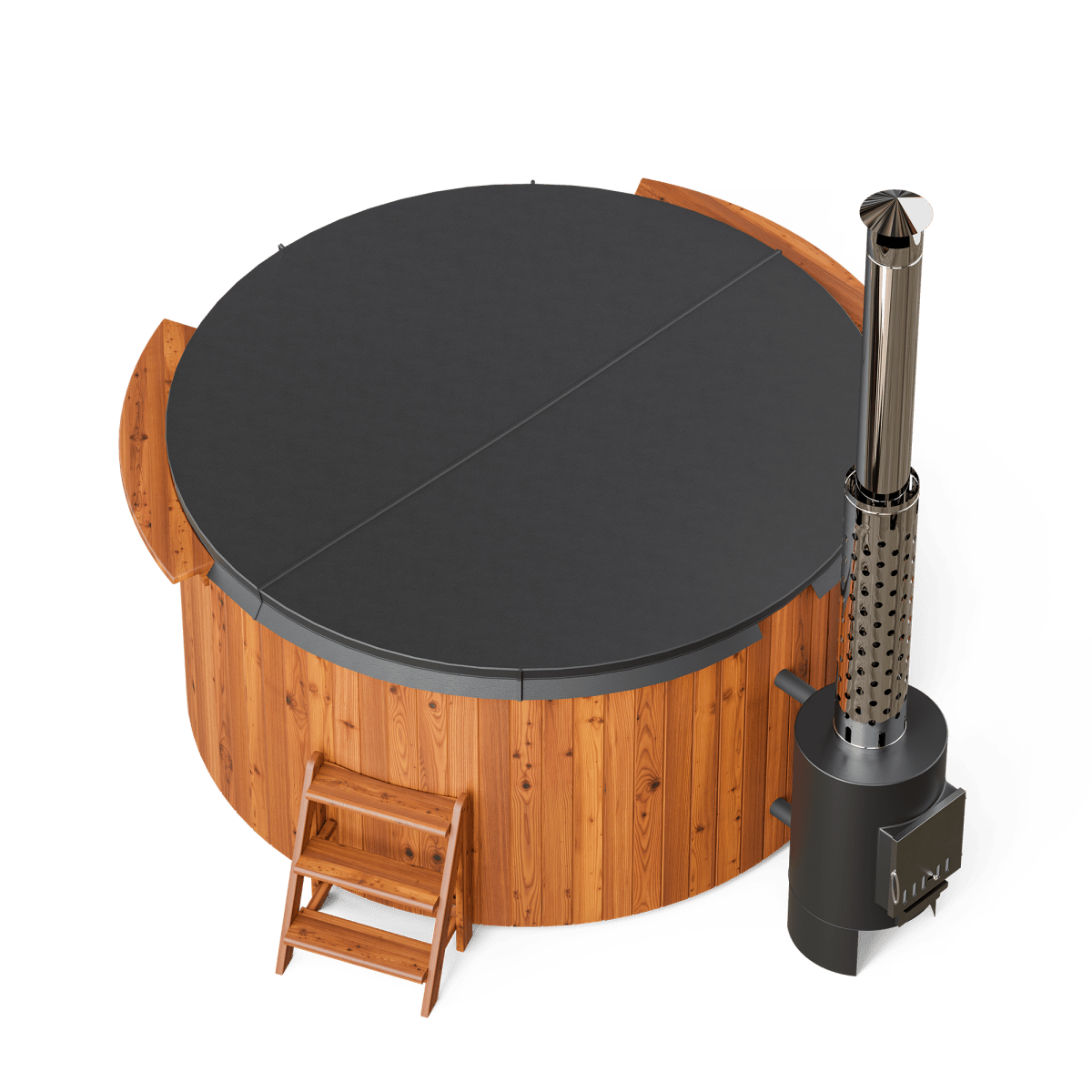 Polar Spa Comfort Family Size Wood Fired Hot Tub & Cold Plunge in Thermo Pine Light