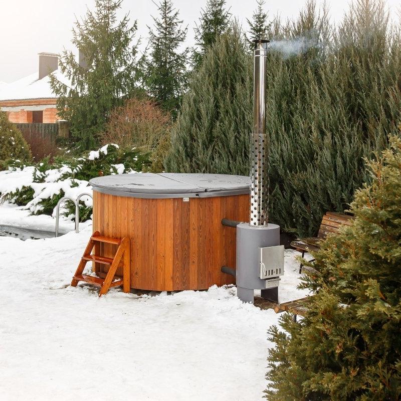 Polar Spa Comfort Family Size Wood Fired Hot Tub & Cold Plunge in Thermo Pine Light