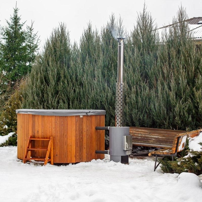 Polar Spa Comfort Family Size Wood Fired Hot Tub & Cold Plunge in Thermo Pine Light