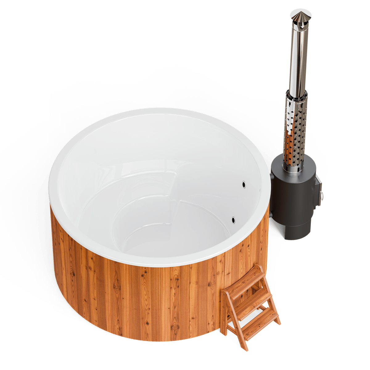 Polar Spa Comfort Family Size Wood Fired Hot Tub & Cold Plunge in Thermo Pine Light