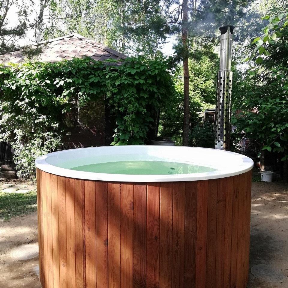 Polar Spa Elite 180 Wood Fired Hot Tub &Cold Plunge (2 - 4 People) in Thermo Pine Dark