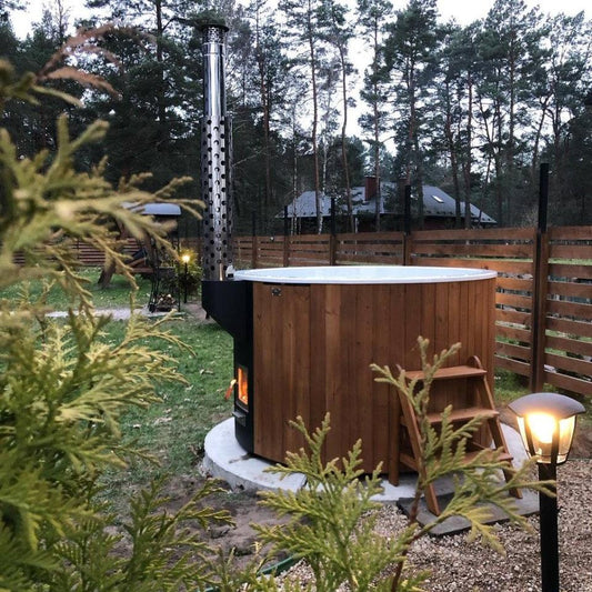 Polar Spa Elite 180 Wood Fired Hot Tub &Cold Plunge (2 - 4 People) in Thermo Pine Dark