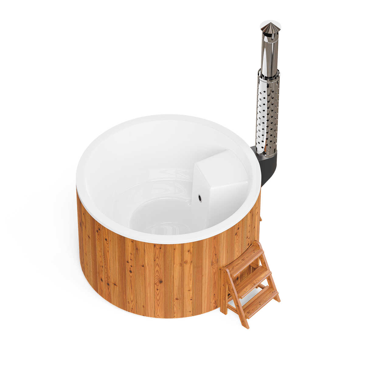 Polar Spa Elite 180 Wood Fired Hot Tub &Cold Plunge (2 - 4 People) in Thermo Pine Light