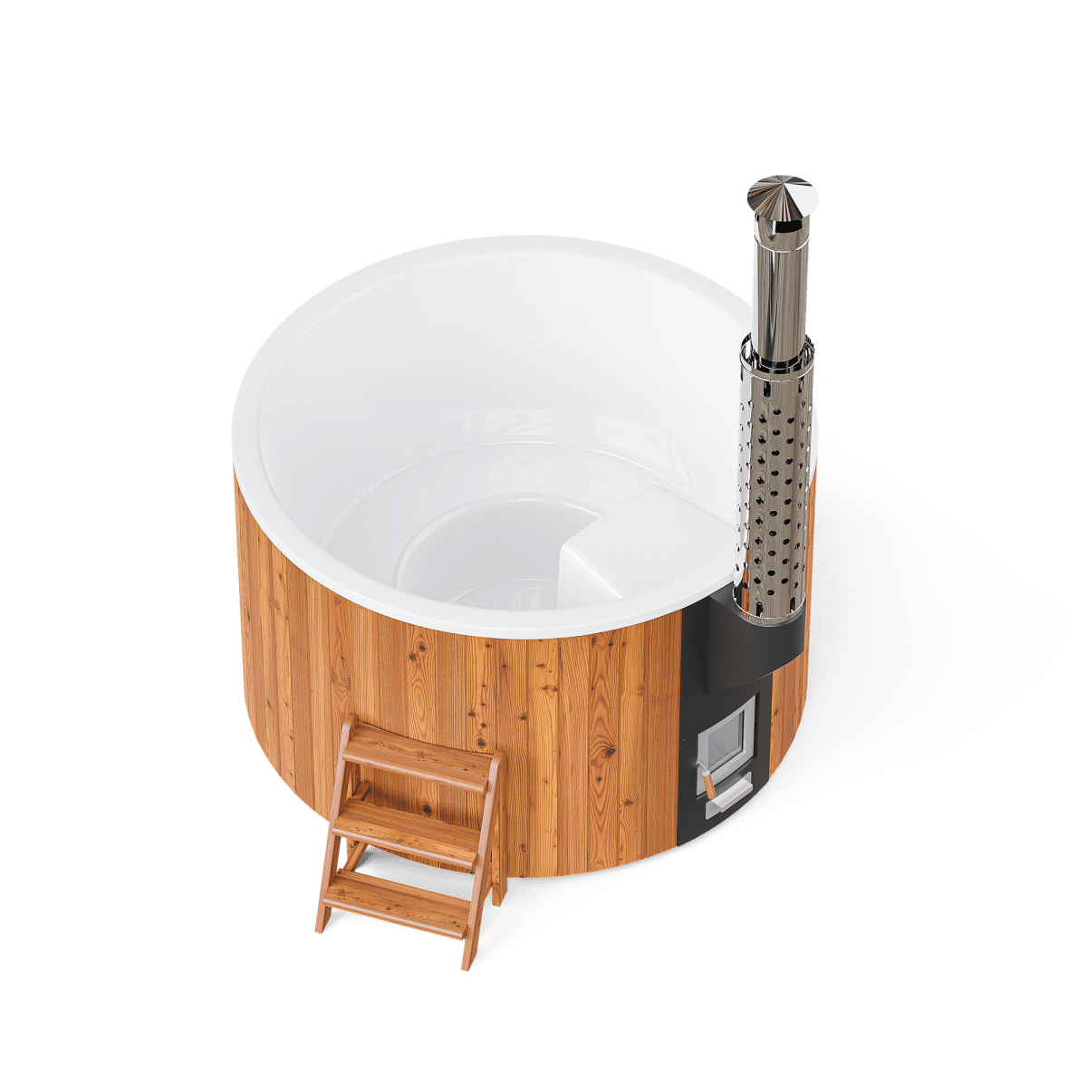 Polar Spa Elite 180 Wood Fired Hot Tub &Cold Plunge (2 - 4 People) in Thermo Pine Light