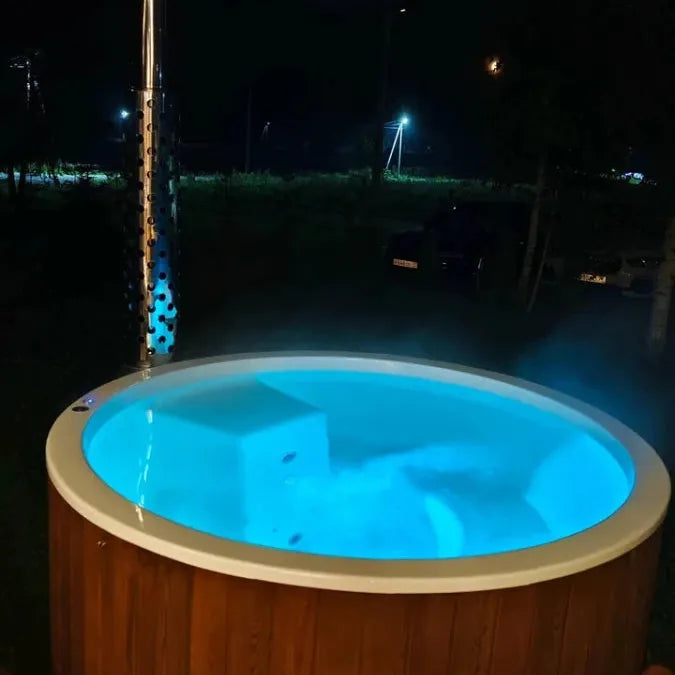 Polar Spa Elite 180 Wood Fired Hot Tub &Cold Plunge (2 - 4 People) in Thermo Pine Light