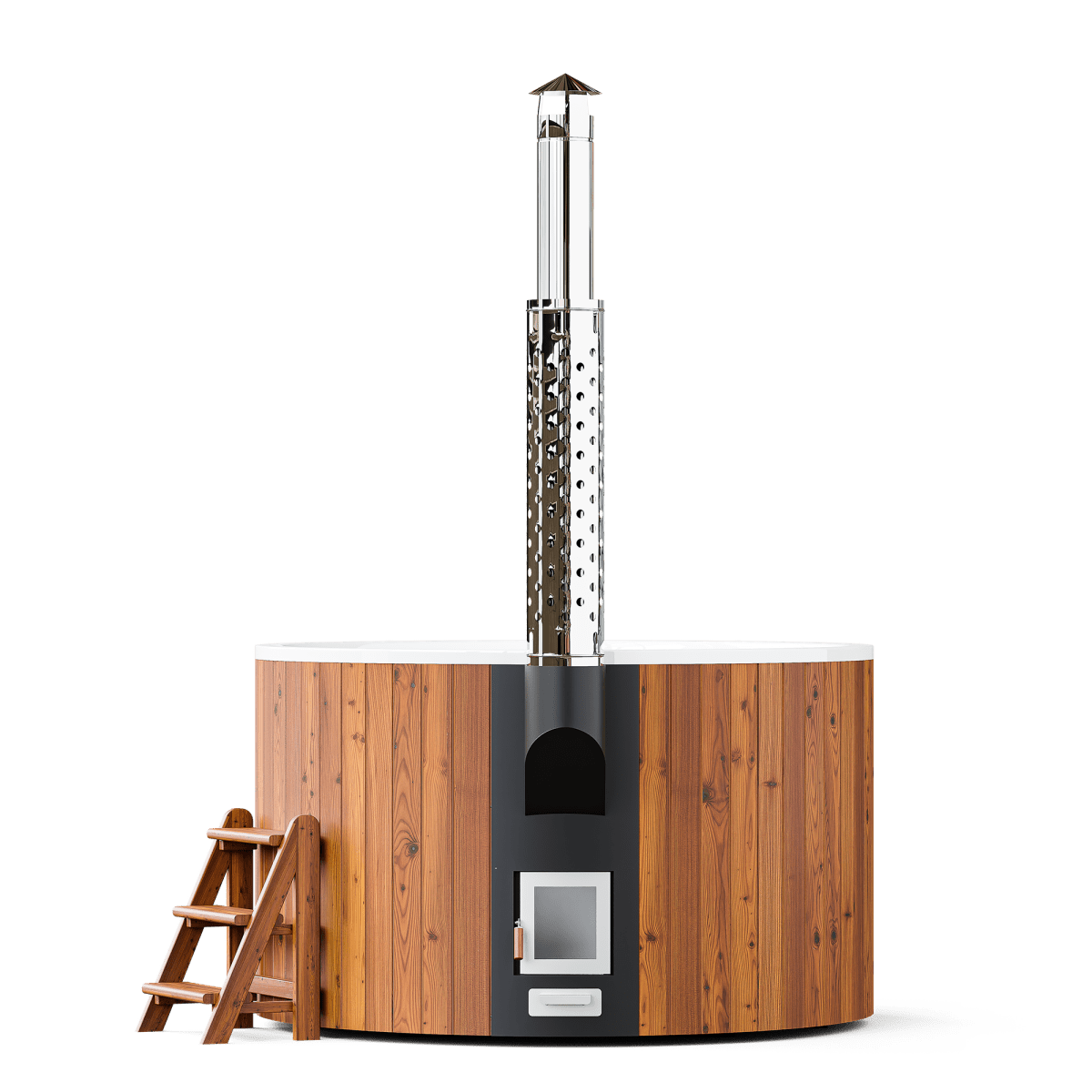 Polar Spa Elite 180 Wood Fired Hot Tub &Cold Plunge (2 - 4 People) in Thermo Pine Light