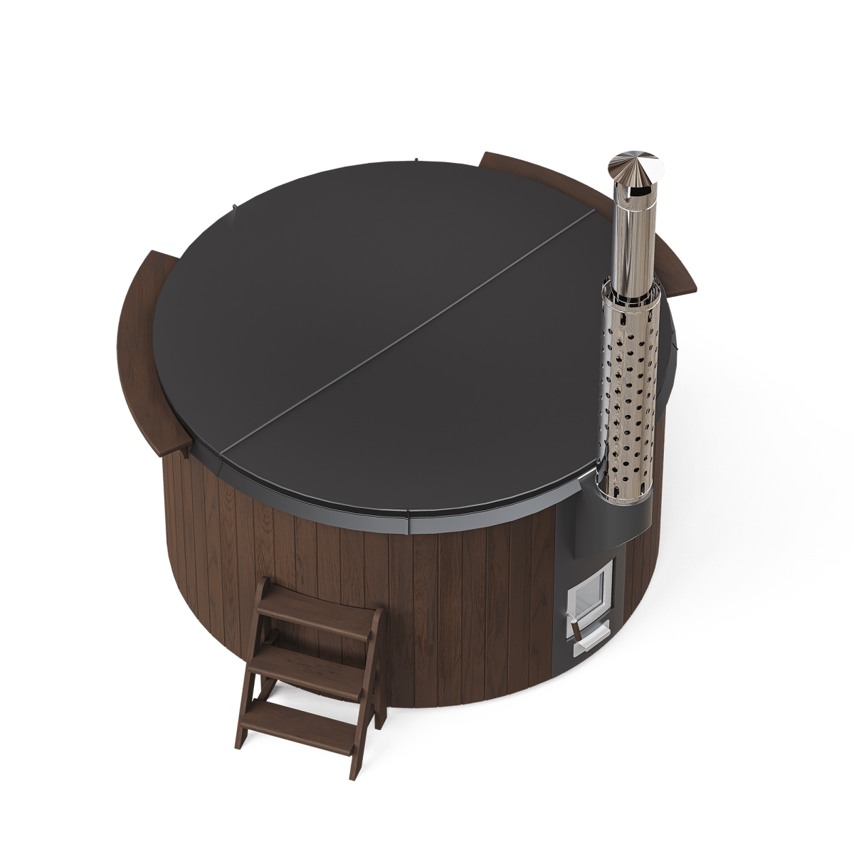Polar Spa Elite 200 Wood Fired Hot Tub & Cold Plunge, 4 - 6 Person in Thermo Pine Dark