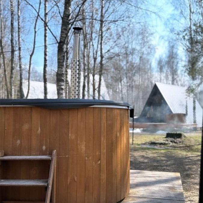 Polar Spa Elite 200 Wood Fired Hot Tub & Cold Plunge, 4 - 6 Person in Thermo Pine Dark