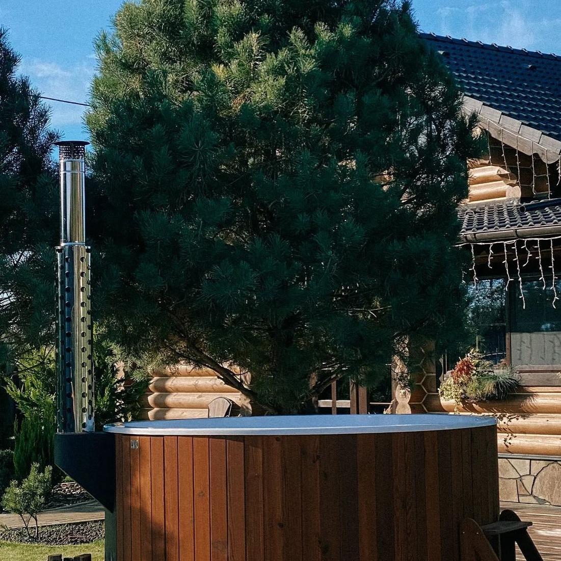 Polar Spa Elite 200 Wood Fired Hot Tub & Cold Plunge, 4 - 6 Person in Thermo Pine Dark