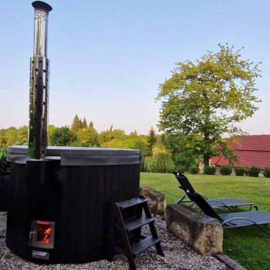 Polar Spa Elite 200 Wood Fired Hot Tub & Cold Plunge, 4 - 6 Person in Thermo Pine Dark