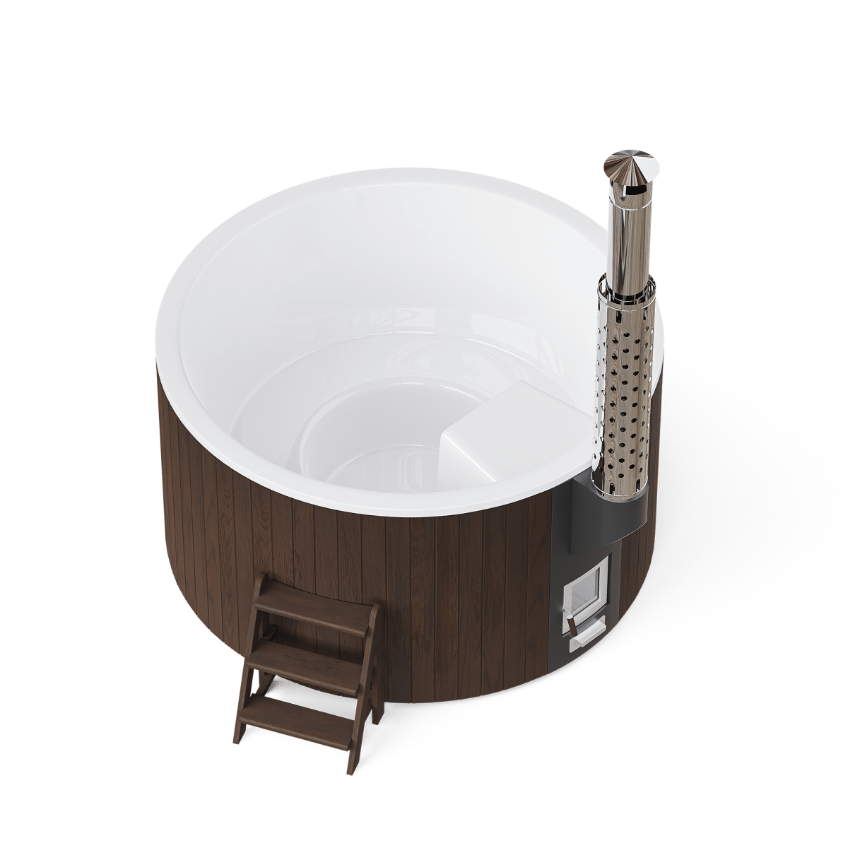 Polar Spa Elite 200 Wood Fired Hot Tub & Cold Plunge, 4 - 6 Person in Thermo Pine Dark