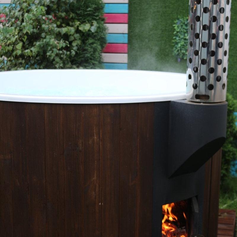 Polar Spa Elite 200 Wood Fired Hot Tub & Cold Plunge, 4 - 6 Person in Thermo Pine Dark