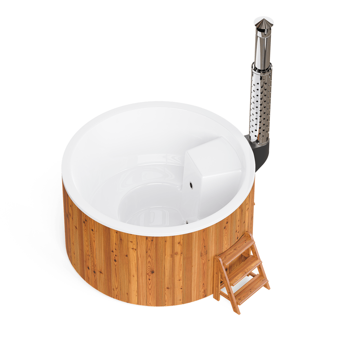 Polar Spa Elite 200 Wood Fired Hot Tub & Cold Plunge, 4 - 6 Person in Thermo Pine Light