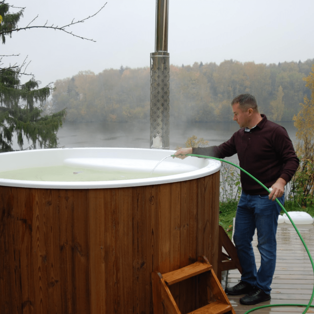 Polar Spa Elite 220 Wood Fired Hot Tub & Cold Plunge (6 - 8 People) in Thermo Pine Dark