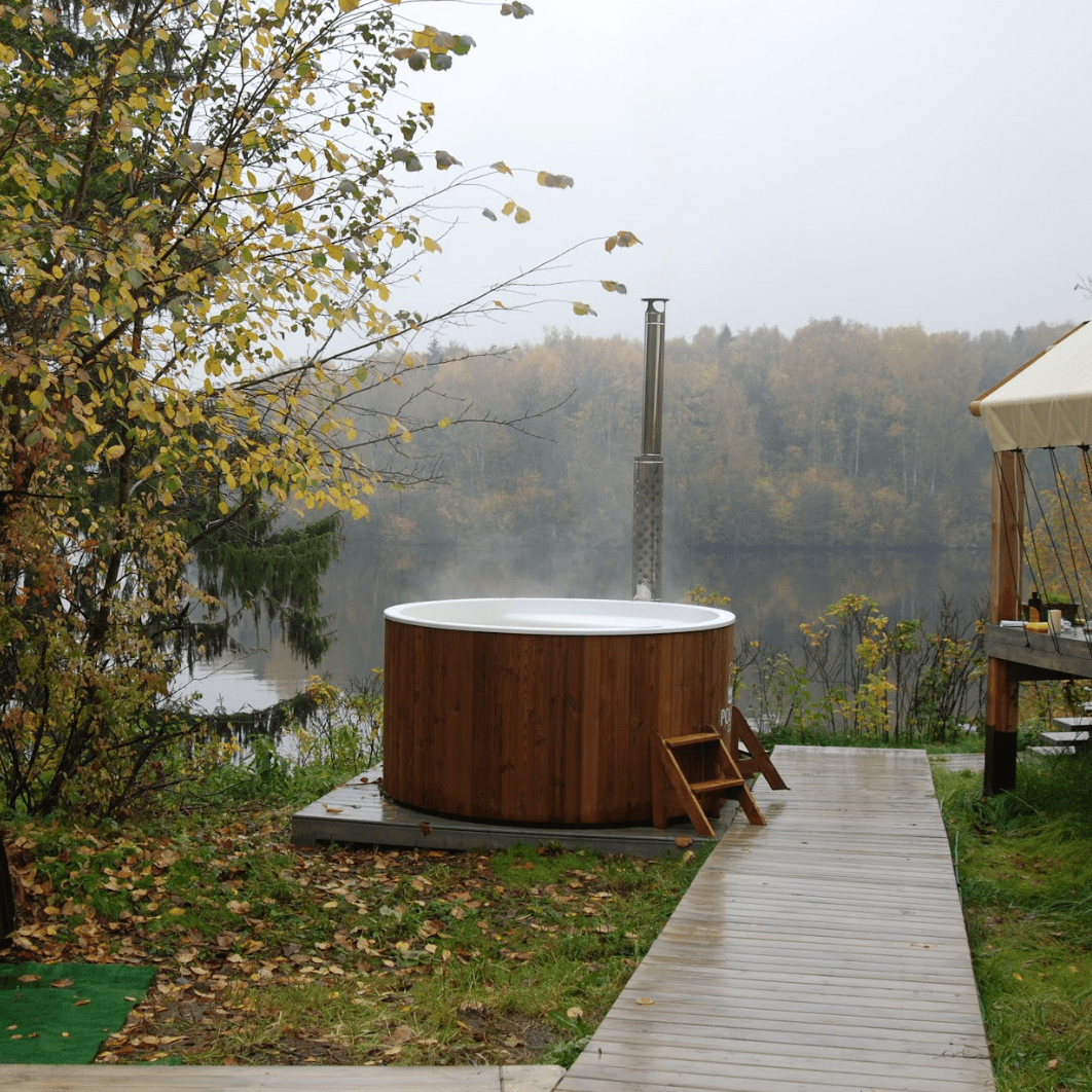 Polar Spa Elite 220 Wood Fired Hot Tub & Cold Plunge (6 - 8 People) in Thermo Pine Dark