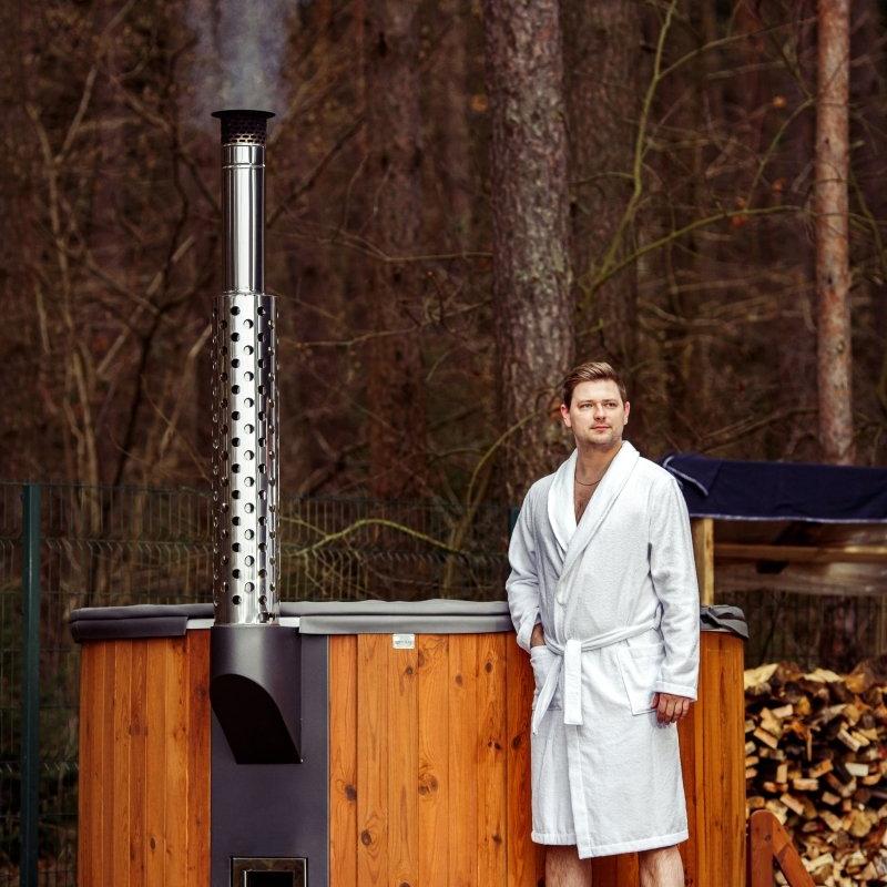 Polar Spa Elite 220 Wood Fired Hot Tub & Cold Plunge (6 - 8 People) in Thermo Pine Dark