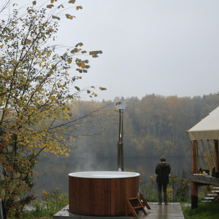 Polar Spa Elite 220 Wood Fired Hot Tub & Cold Plunge (6 - 8 People) in Thermo Pine Dark