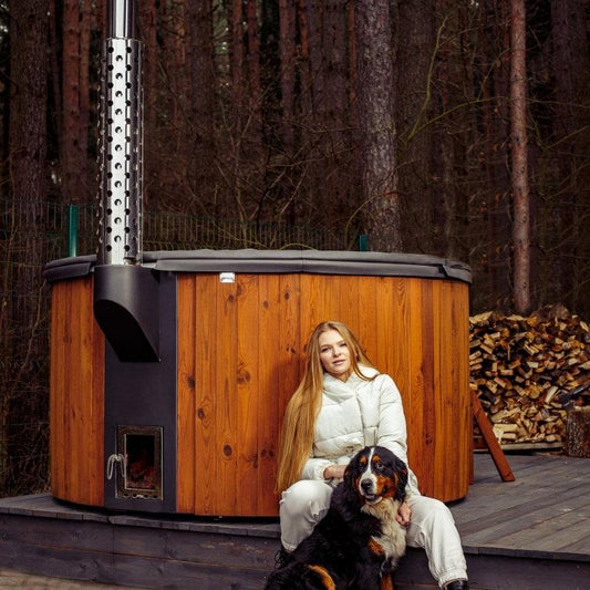 Polar Spa Elite 220 Wood Fired Hot Tub & Cold Plunge (6 - 8 People) in Thermo Pine Dark