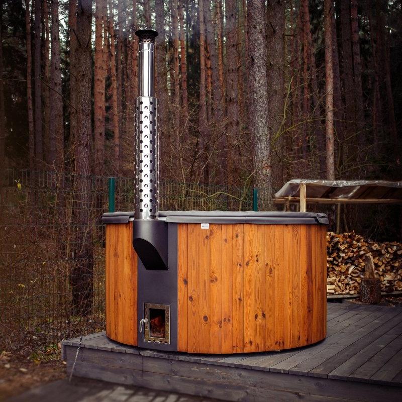 Polar Spa Elite 220 Wood Fired Hot Tub & Cold Plunge (6 - 8 People) in Thermo Pine Light