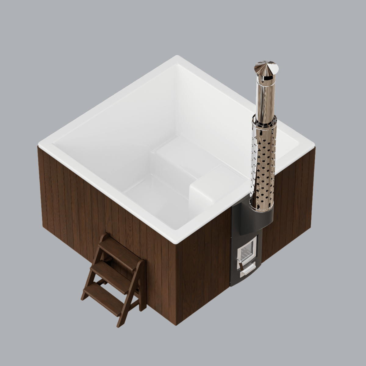 Polar Spa Elite Quattro 180 Wood Fired Hot Tub & Cold Plunge (2 - 4 People) in Thermo Pine Dark